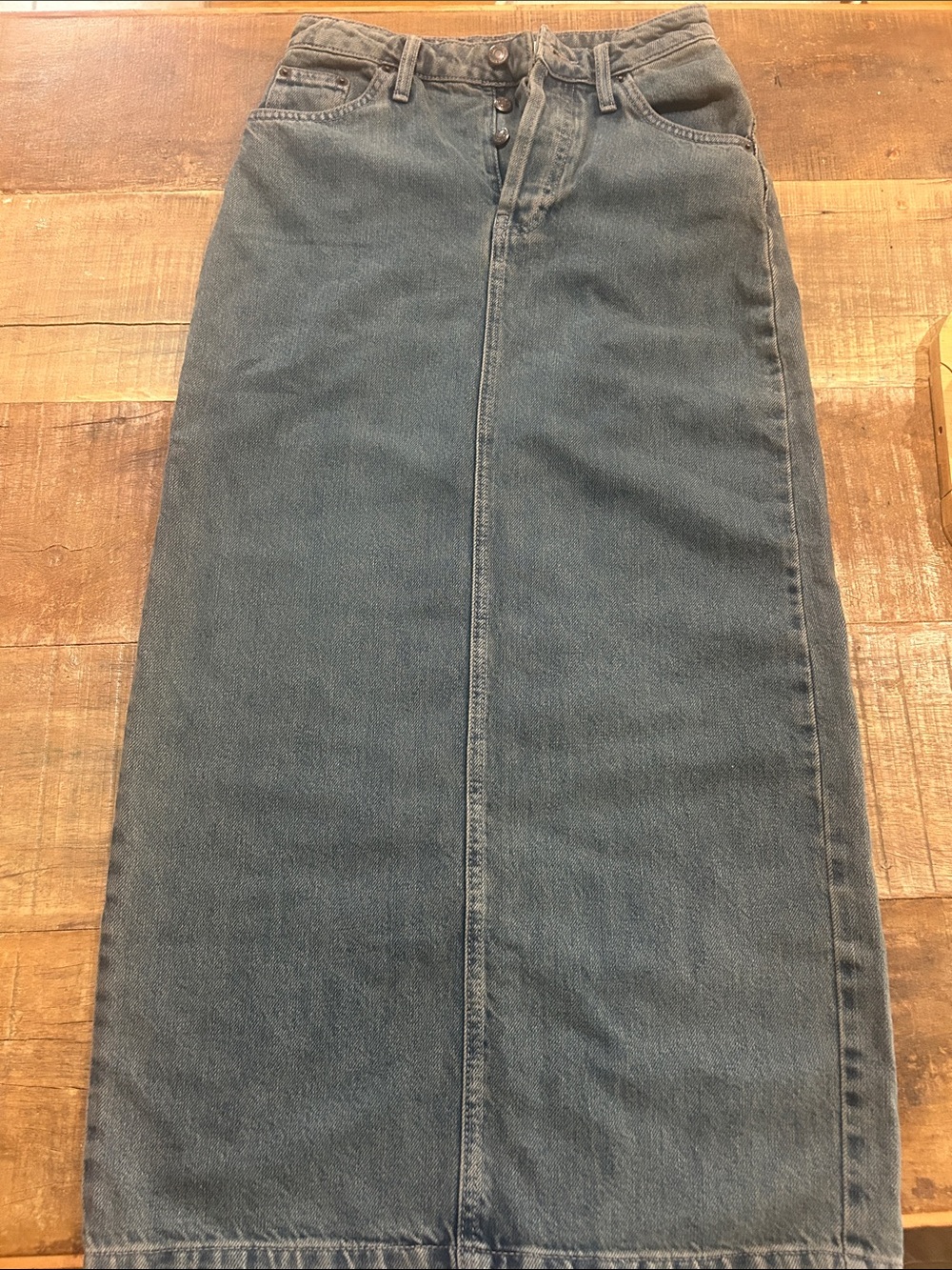 Topshop Long High-Waist Denim Maxi Skirt - Indigo Blue